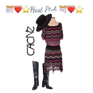 CACHE Boho Crochet chevron dress, multicolor